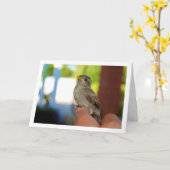 Mus op vinger kaart (Gele Bloem)