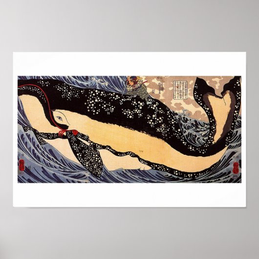 Musashi op de achterkant van een walvis poster (Voorkant)