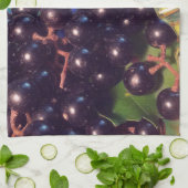 Muscadine-druiven en doorzichtig glas theedoek (Gevouwen)