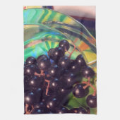 Muscadine-druiven en doorzichtig glas theedoek (Verticaal)