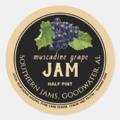 Muscadine Grape Jam Label Kraft op zwart (Voorkant)