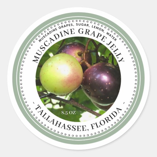 Muscadine Grape Jam met Sage Border Jelly Label (Voorkant)