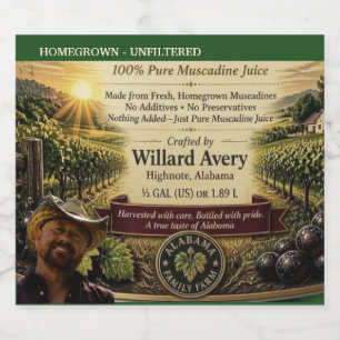 Muscadine-sap-etiket Sparkling Wijnetiket