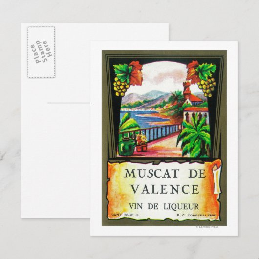 Muscat de Valence Wine LabelEurope Briefkaart (Voorkant / Achterkant)