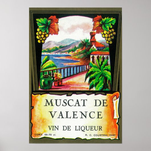 Muscat de Valence Wine LabelEurope Poster (Voorkant)