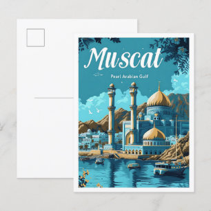 Muscat Oman Artistic Travel Illustration Briefkaart