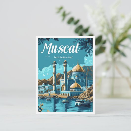 Muscat Oman Artistic Travel Illustration Briefkaart (Staand voorkant)