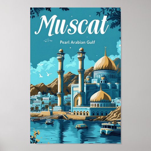 Muscat Oman Artistic Travel Illustration Poster (Voorkant)