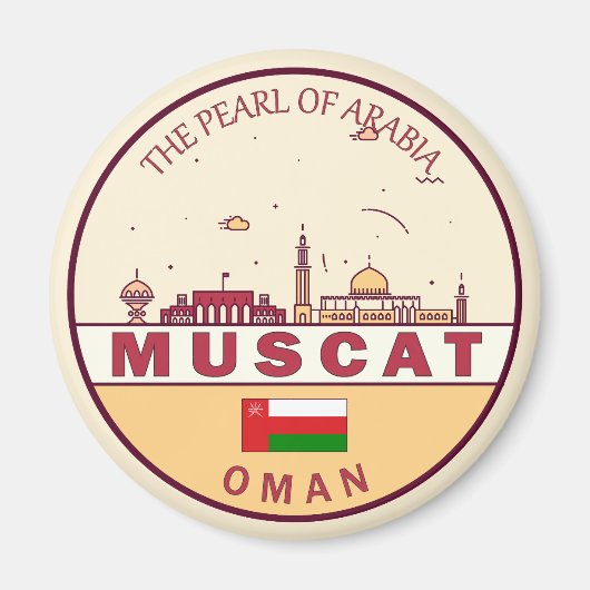 Muscat Oman City Skyline Emblem Magneet (Voorkant)