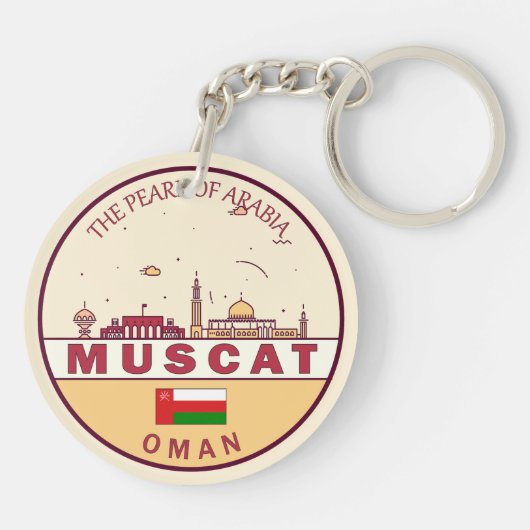 Muscat Oman City Skyline Emblem Sleutelhanger (Achterkant)
