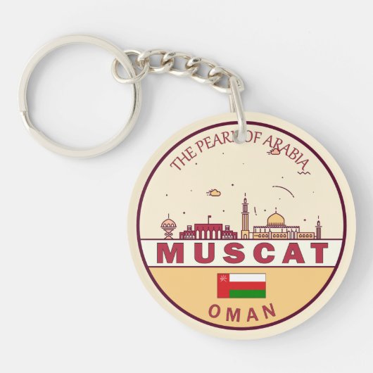 Muscat Oman City Skyline Emblem Sleutelhanger (Voorkant)