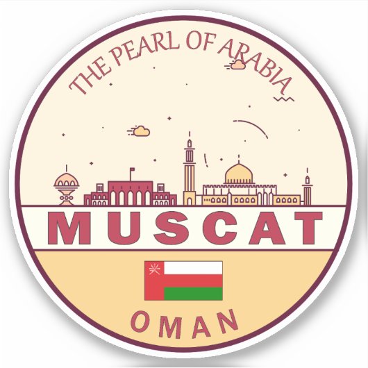 Muscat Oman City Skyline Emblem Sticker (Voorkant)