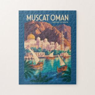 Muscat Oman Illustratie Reis Kunst Vintage Legpuzzel