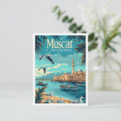 Muscat Oman  kunst reisillustratie Briefkaart (Staand voorkant)
