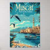 Muscat Oman  kunst reisillustratie Poster (Voorkant)
