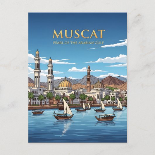 Muscat Oman waterkant stadsbeeld Briefkaart (Voorkant)