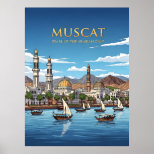 Muscat Oman waterkant stadsbeeld Poster