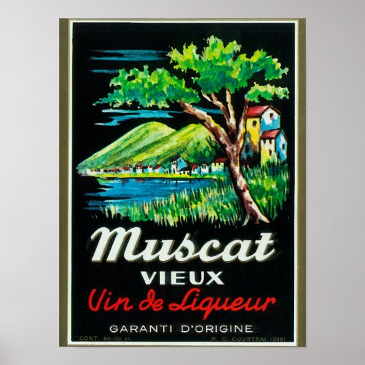 Muscat Vieux Wine LabelEurope Poster (Voorkant)