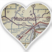 Muscatine Iowa kaart Sticker (Voorkant)