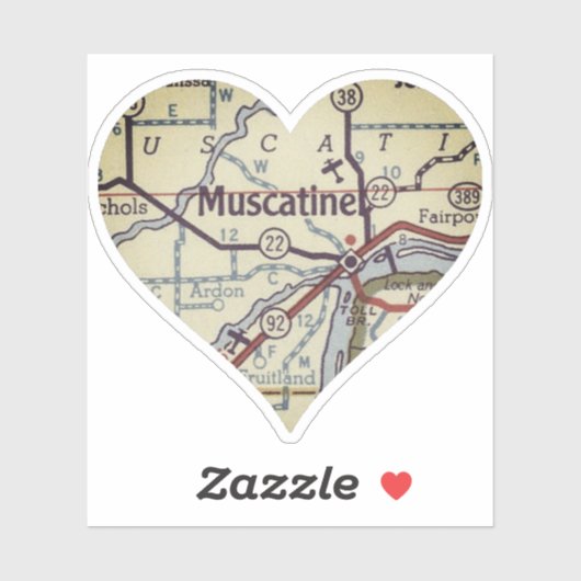 Muscatine Iowa kaart Sticker (Vel)