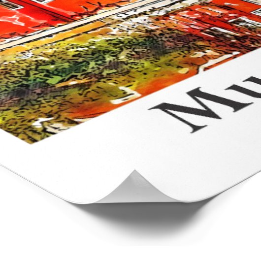 Muscau Castle Duitsland Reizen Waterverf Hand gete Poster (Hoek)