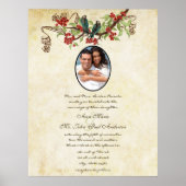 Musciale  Blauwgroen Bird Red Bloom Wedding Invite Poster (Voorkant)