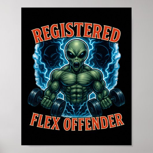 Muscle Alien Geregistreerde Flex Offender Funny Gy Poster (Voorkant)