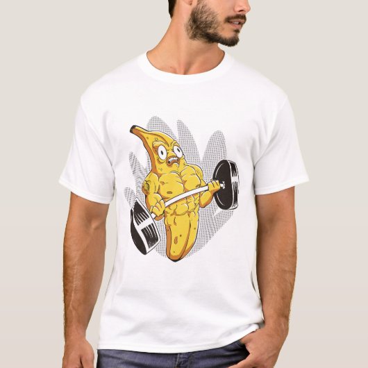 Muscle Banana – Funny Cartoon Bodybuilder Banana T-shirt (Voorkant)