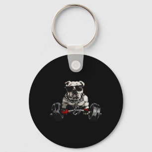 Muscle Bulldog Dog Deadlifting Gym T-shirt Gewicht Sleutelhanger