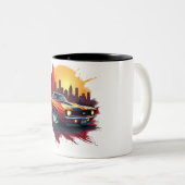 Muscle Car Burnout Mug Tweekleurige Koffiemok (Voorkant rechts)