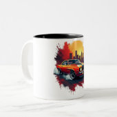 Muscle Car Burnout Mug Tweekleurige Koffiemok (Voorkant links)