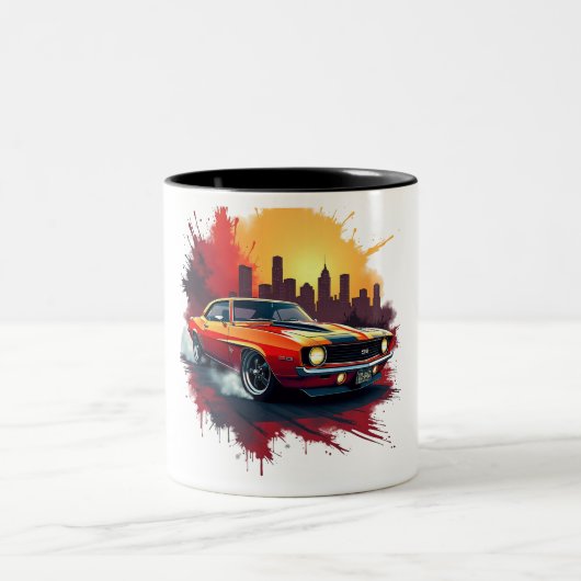 Muscle Car Burnout Mug Tweekleurige Koffiemok (Center)
