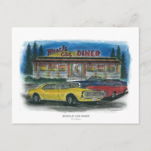 MUSCLE CAR DINER briefkaart (Voorkant)