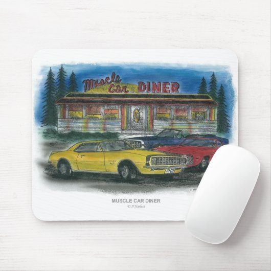 MUSCLE CAR DINER-muispad Muismat (Met muis)