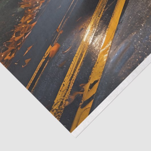  Muscle Car Herfst Forest Highway Tissuepapier (Detail)