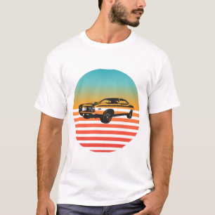 Muscle Car in Retro Sunset Design T-shirt