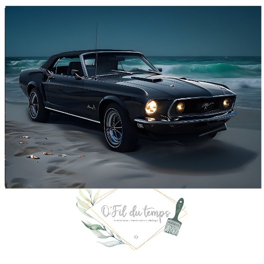 Muscle Car- Mustang- op het strand Decoupage Tissuepapier