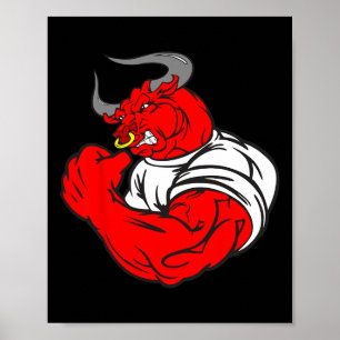 Muscle Gym Bull Deadlifting Humor Gewichtheffen W Poster