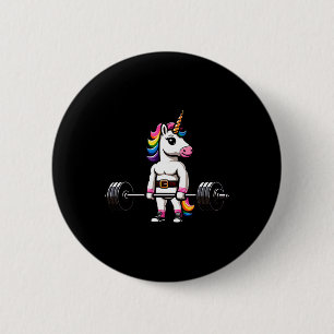 Muscle Gym Eenhoorn Bodybuilder T-shirt Nerd Gewic Ronde Button 5,7 Cm