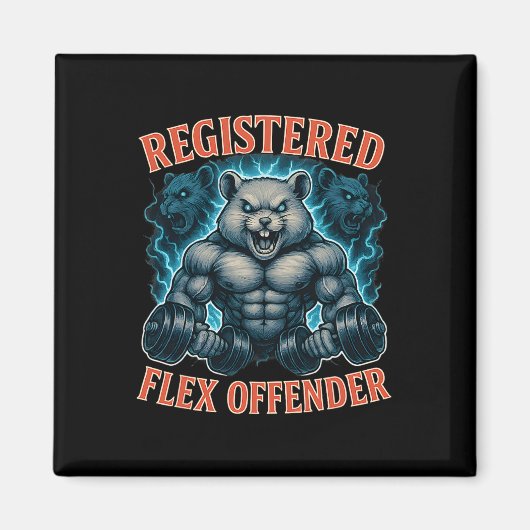 Muscle Hamster Geregistreerde Flex Offender Funny Magneet (Voorkant)