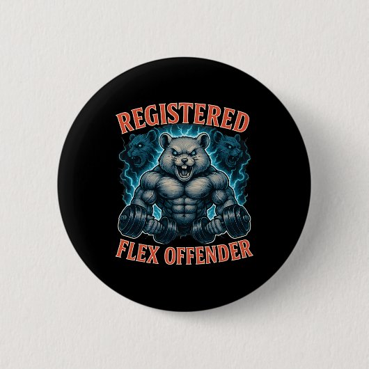 Muscle Hamster Geregistreerde Flex Offender Funny  Ronde Button 5,7 Cm (Voorkant)