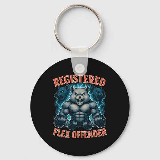 Muscle Hamster Geregistreerde Flex Offender Funny Sleutelhanger (Voorkant)