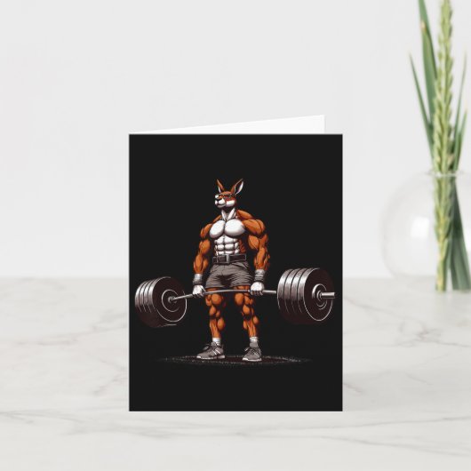 Muscle Kangaroo Deadlifting Funny Gym Gewichtheffe Kaart (Voorkant)
