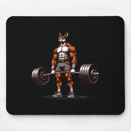 Muscle Kangaroo Deadlifting Funny Gym Gewichtheffe Muismat (Voorkant)