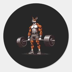 Muscle Kangaroo Deadlifting Funny Gym Gewichtheffe Ronde Sticker
