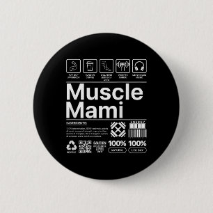 Muscle Mami en Mama Gym Workout Moeder Grappig Lic Ronde Button 5,7 Cm