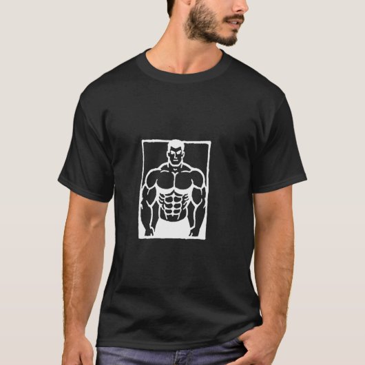 Muscle Man Bodybuilder Gay Daddy Simple Stamp Styl T-shirt (Voorkant)