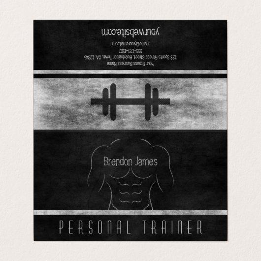 Muscle Man Personal Trainer Dagelijks trainingssch Visitekaartje (Buitenkant ongevouwen)