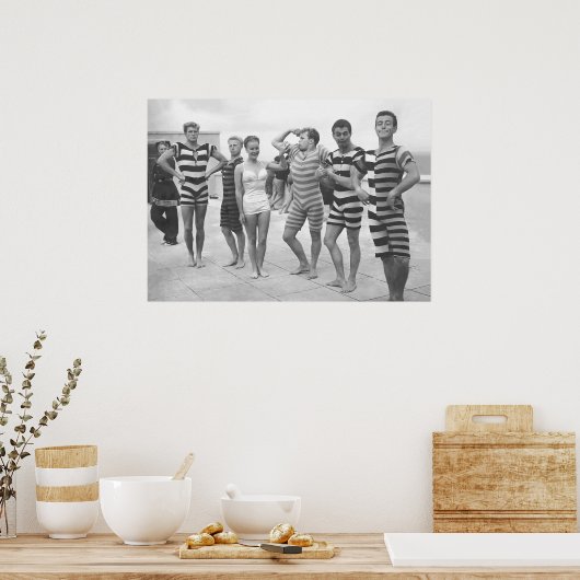 Muscle Mannen Flexing, Funny Black en White Poster (Keuken)