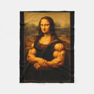 Muscle Mona Lisa Bodybuilder Gewichtheffen Gym en Fleece Deken